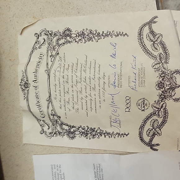 Collectors Plate,Knowles China,"Baa Baa Blacksheep" EUC plate,w/papers - Picture 3 of 5